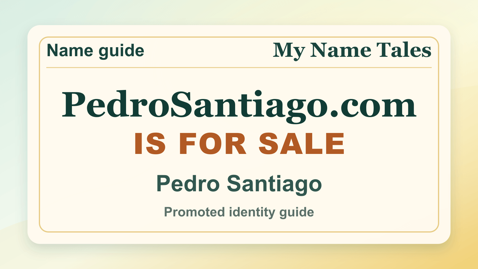 Pedro Santiago identity guide image — PedroSantiago.com is for sale