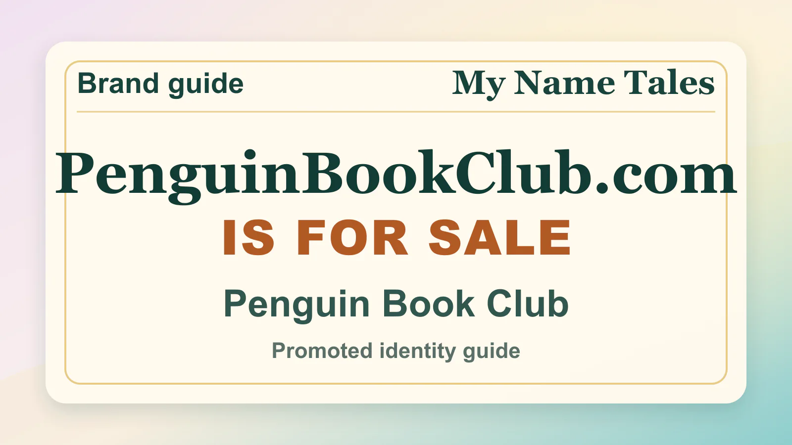 Penguin Book Club brandable domain guide thumbnail on My Name Tales