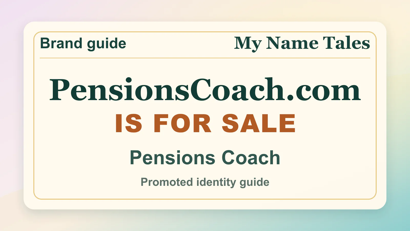 Pensions Coach brandable domain guide thumbnail on My Name Tales