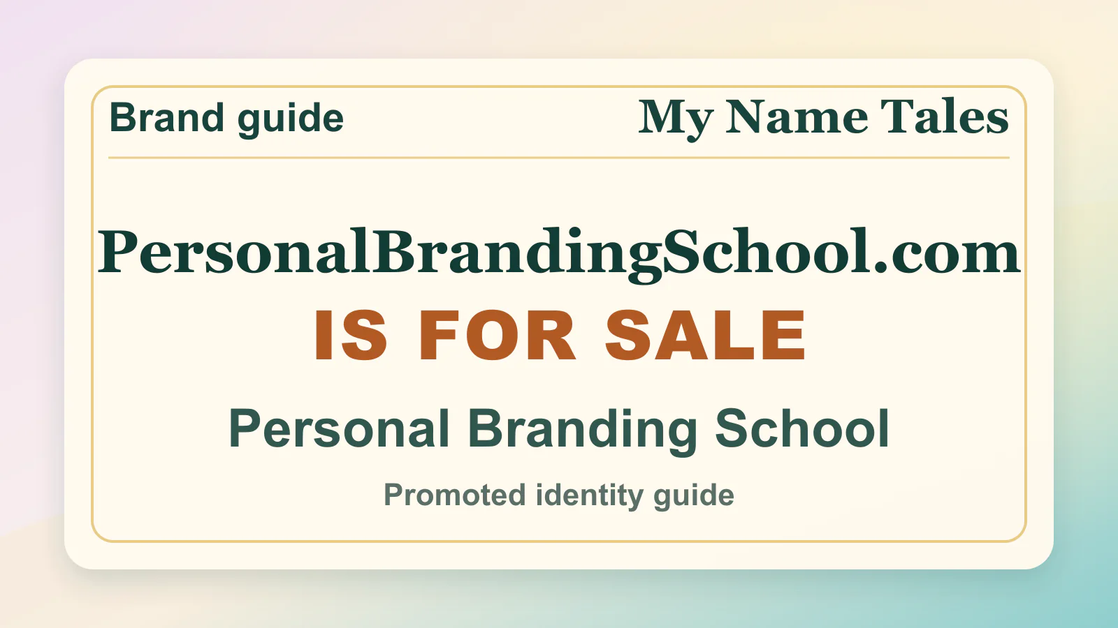 Personal Branding School brandable domain guide thumbnail on My Name Tales