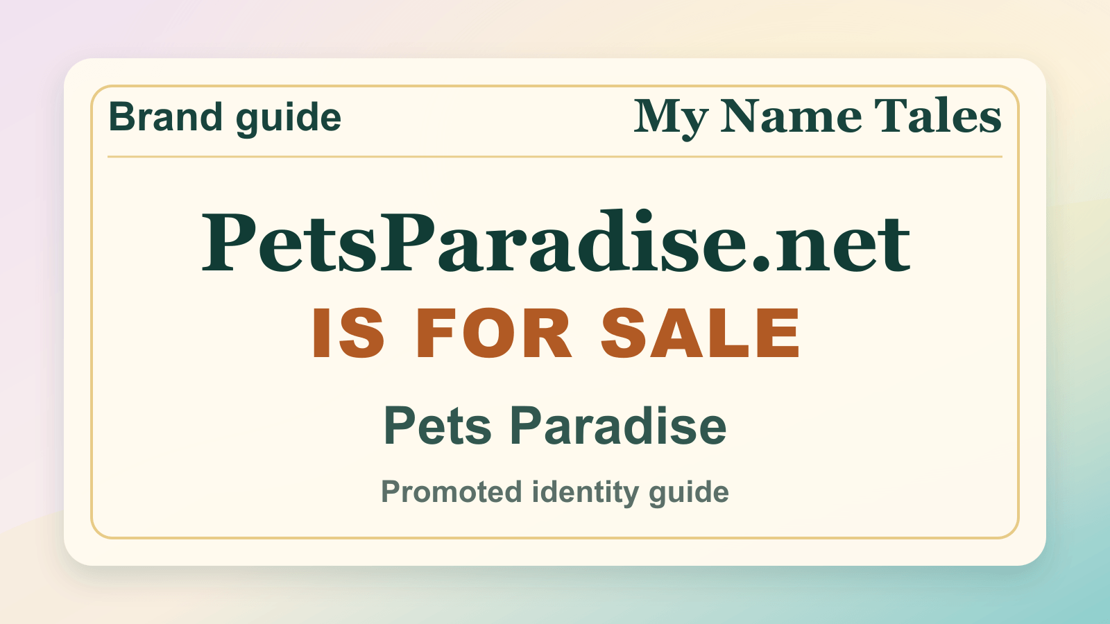 Pets Paradise identity guide image — PetsParadise.net is for sale
