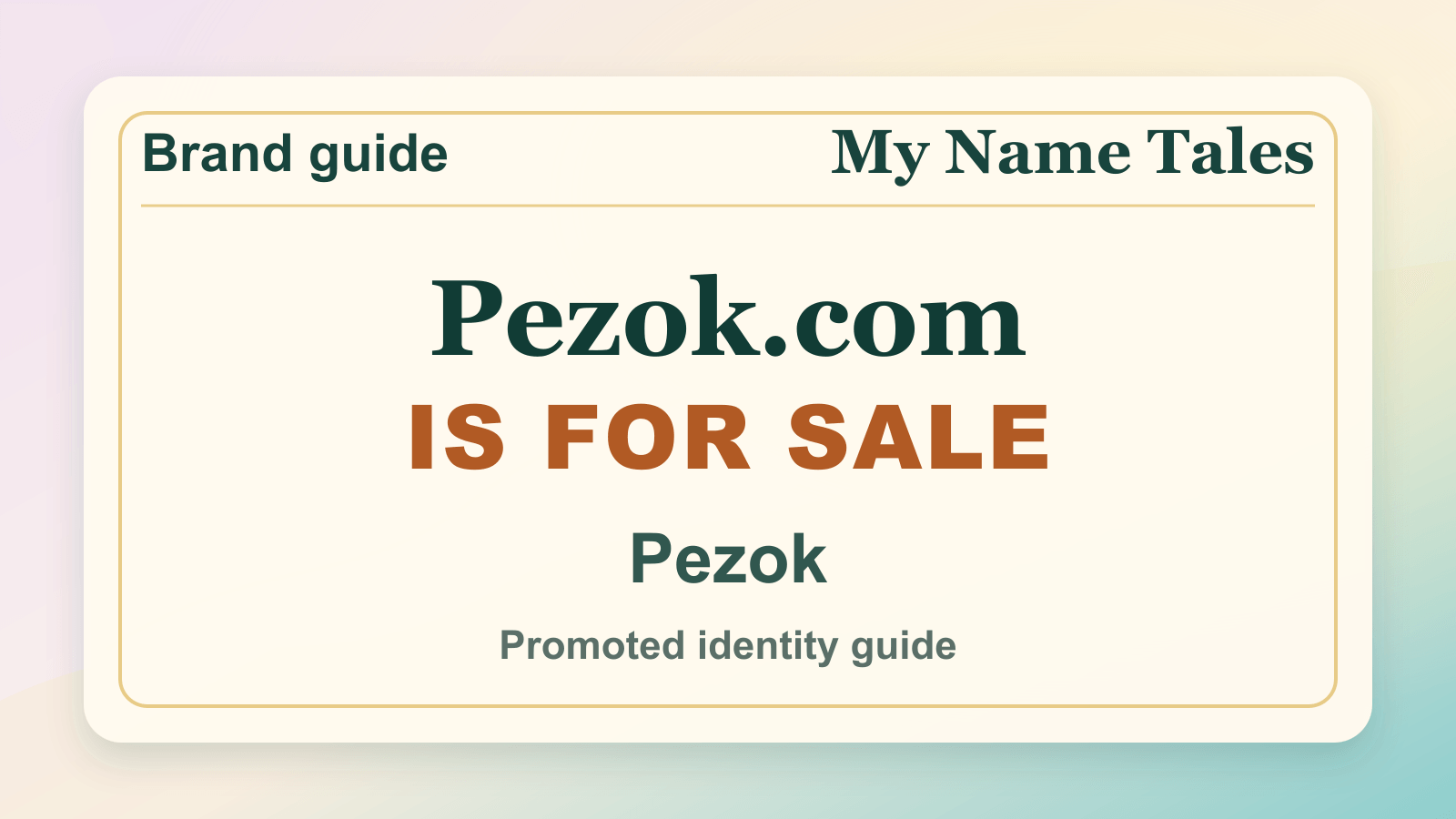 Pezok identity guide image — Pezok.com is for sale