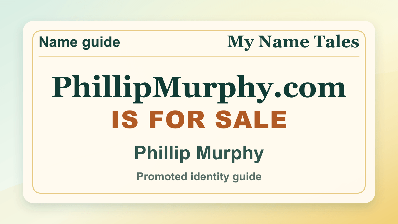 Phillip Murphy identity guide image — PhillipMurphy.com is for sale