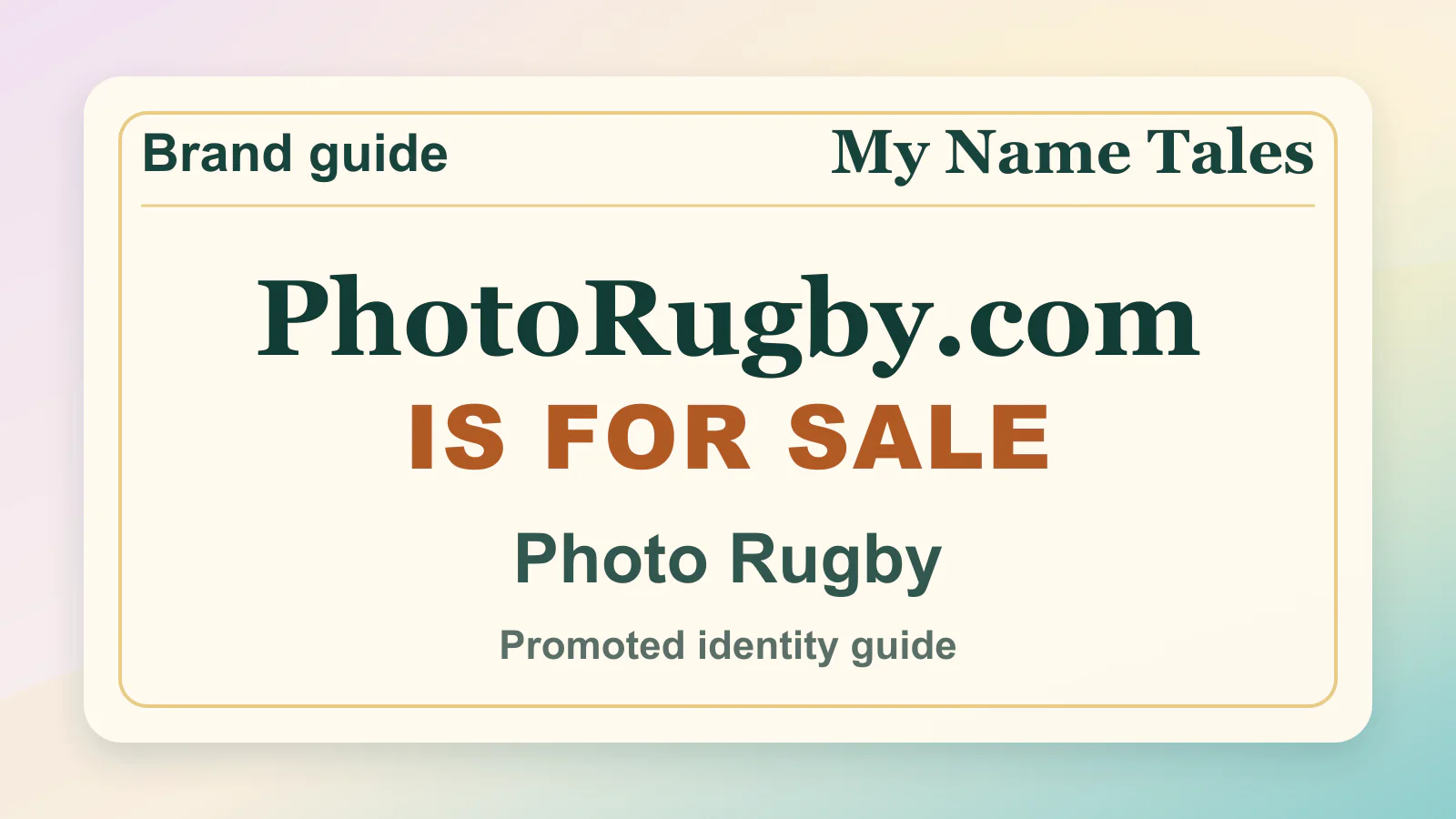 Photo Rugby brandable domain guide thumbnail on My Name Tales