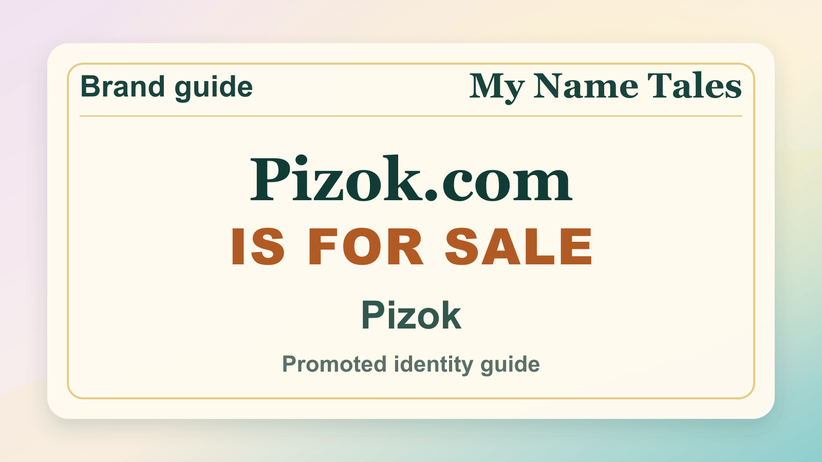 Pizok identity guide image — Pizok.com is for sale