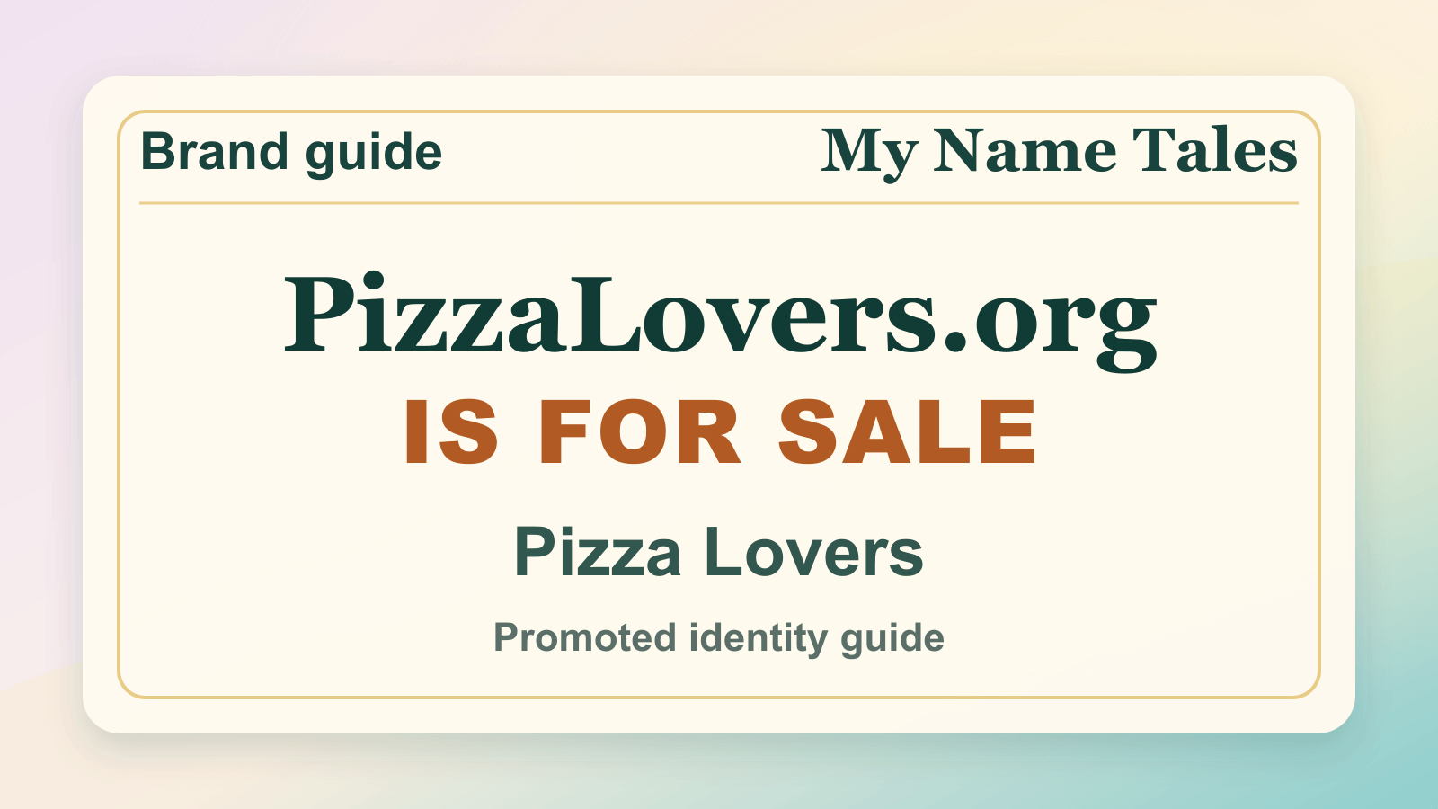 Pizza Lovers identity guide image — PizzaLovers.org is for sale