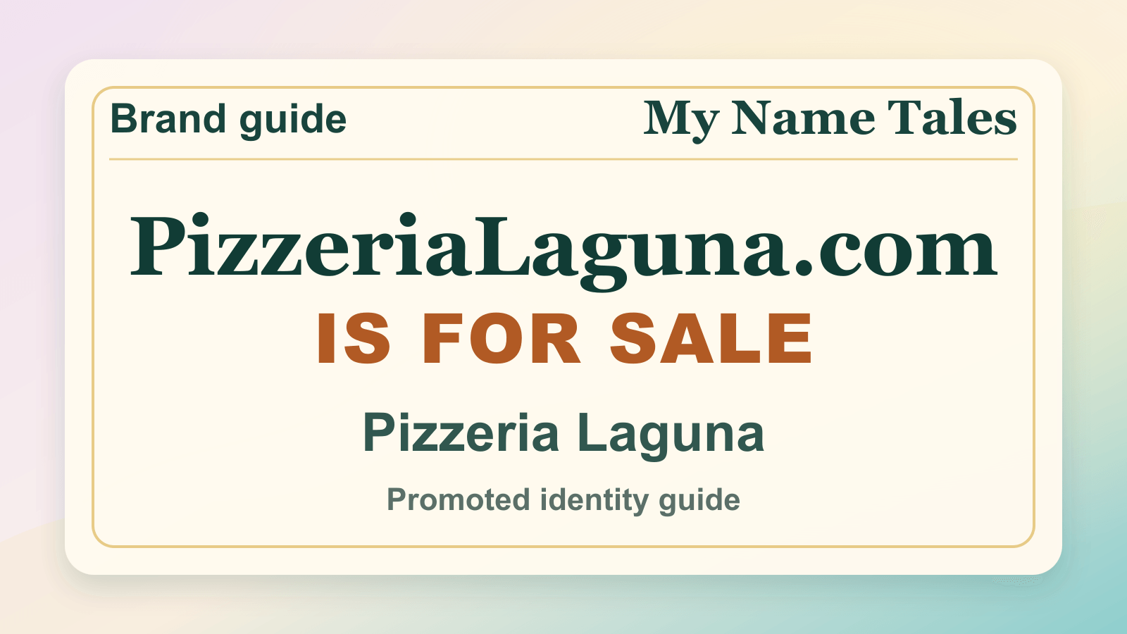 Pizzeria Laguna identity guide image — PizzeriaLaguna.com is for sale