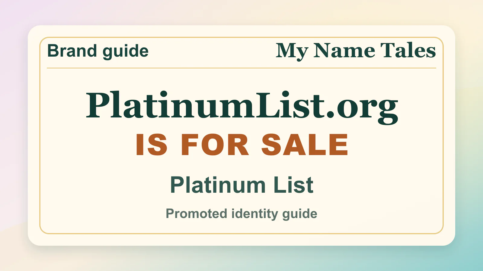 Platinum List brandable domain guide thumbnail on My Name Tales