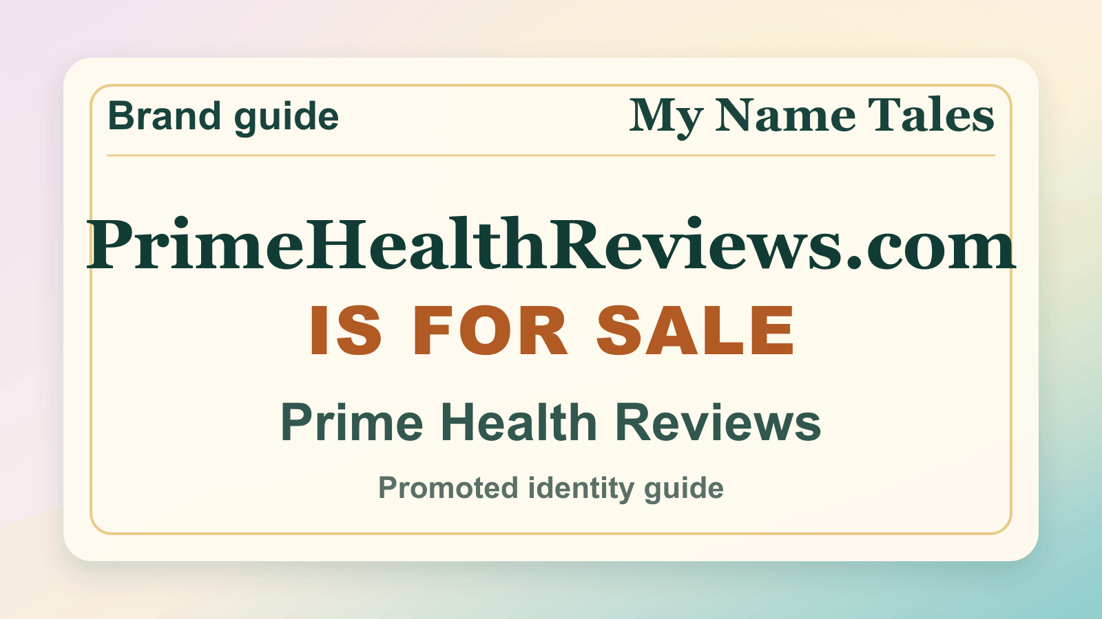 Prime Health Reviews identity guide image — PrimeHealthReviews.com is for sale