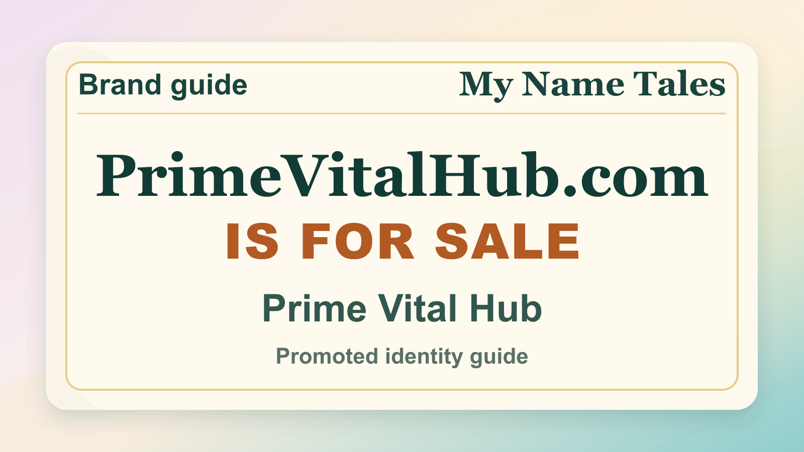 Prime Vital Hub identity guide image — PrimeVitalHub.com is for sale