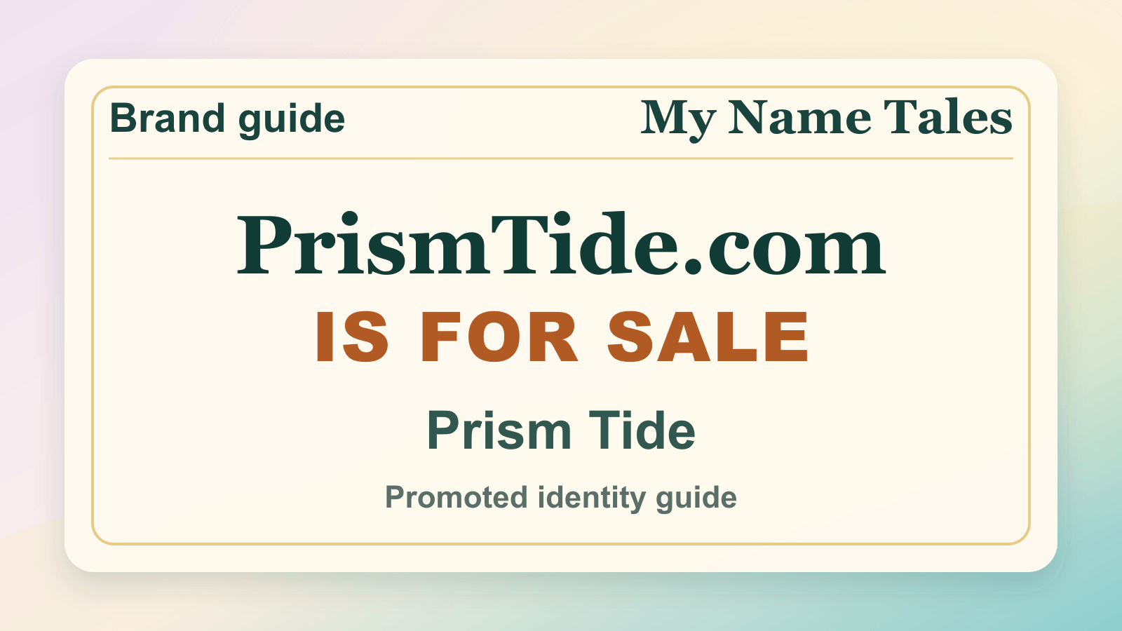 Prism Tide identity guide image — PrismTide.com is for sale
