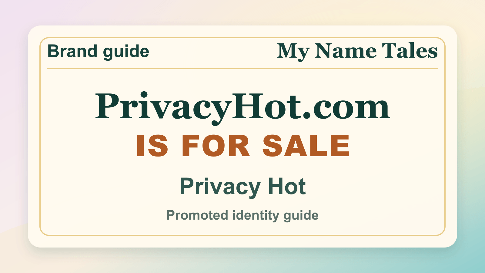 Privacy Hot identity guide image — PrivacyHot.com is for sale