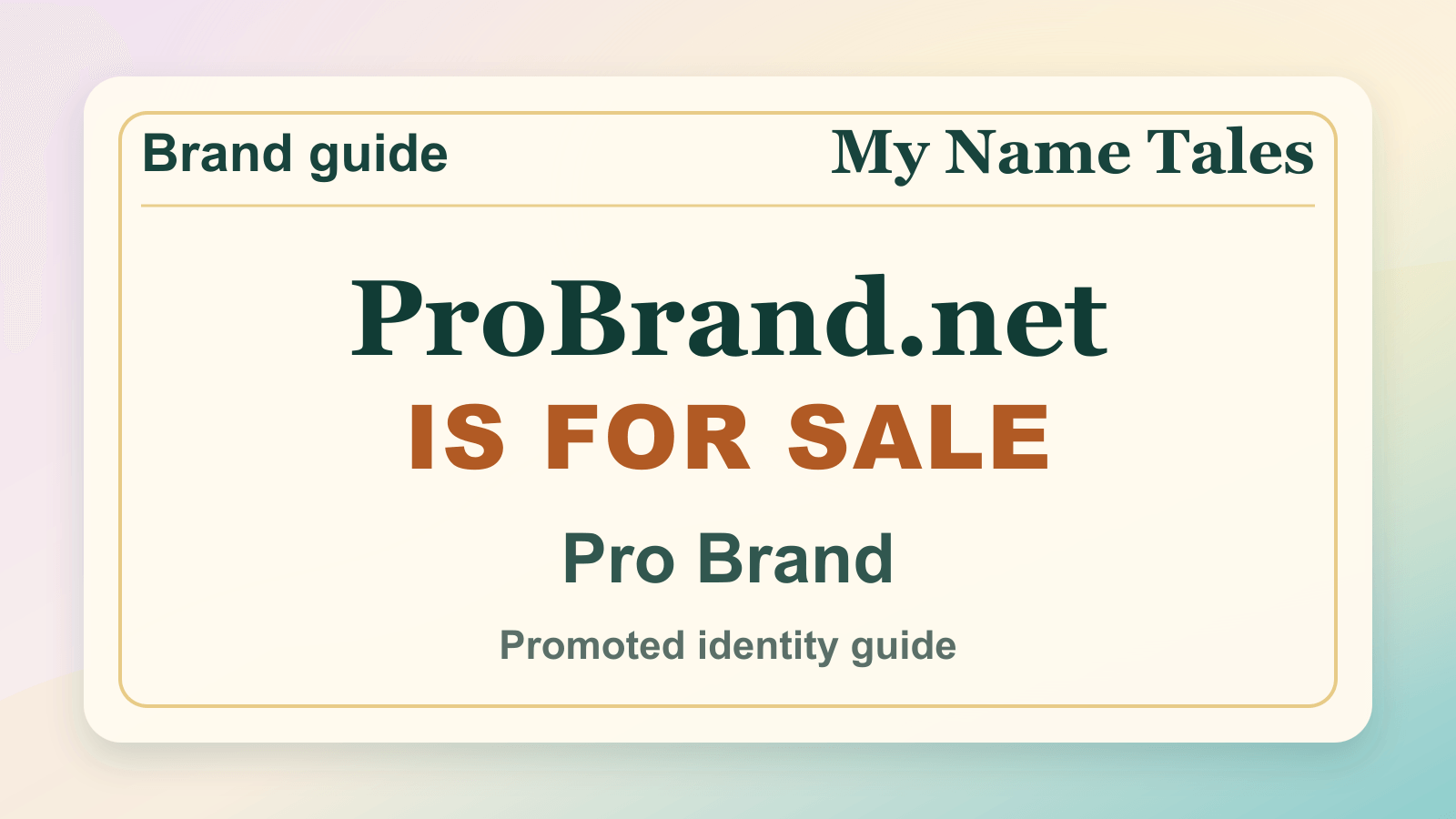Pro Brand identity guide image — ProBrand.net is for sale
