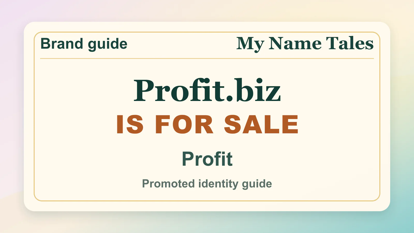Profit brandable domain guide thumbnail on My Name Tales