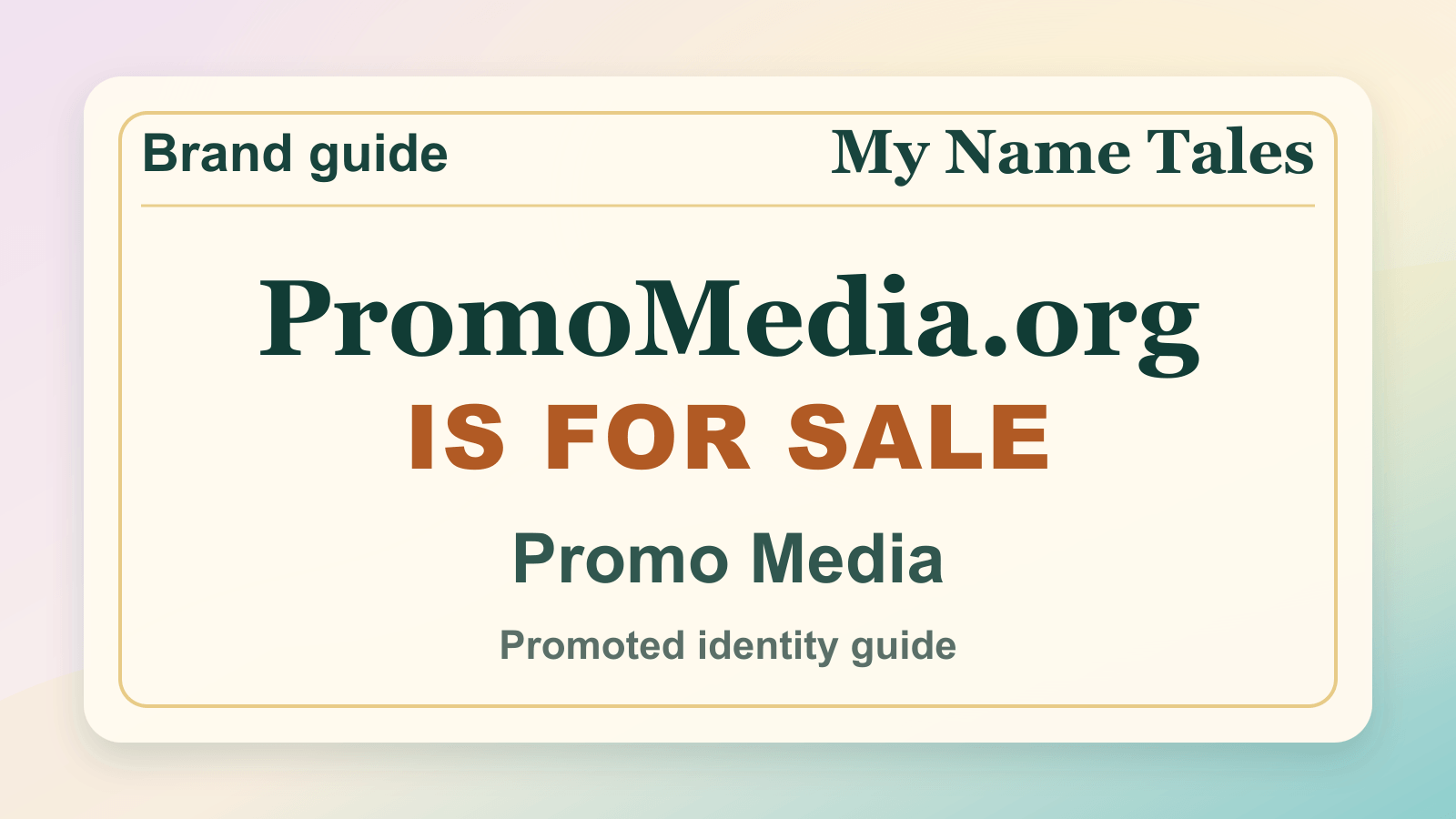 Promo Media identity guide image — PromoMedia.org is for sale