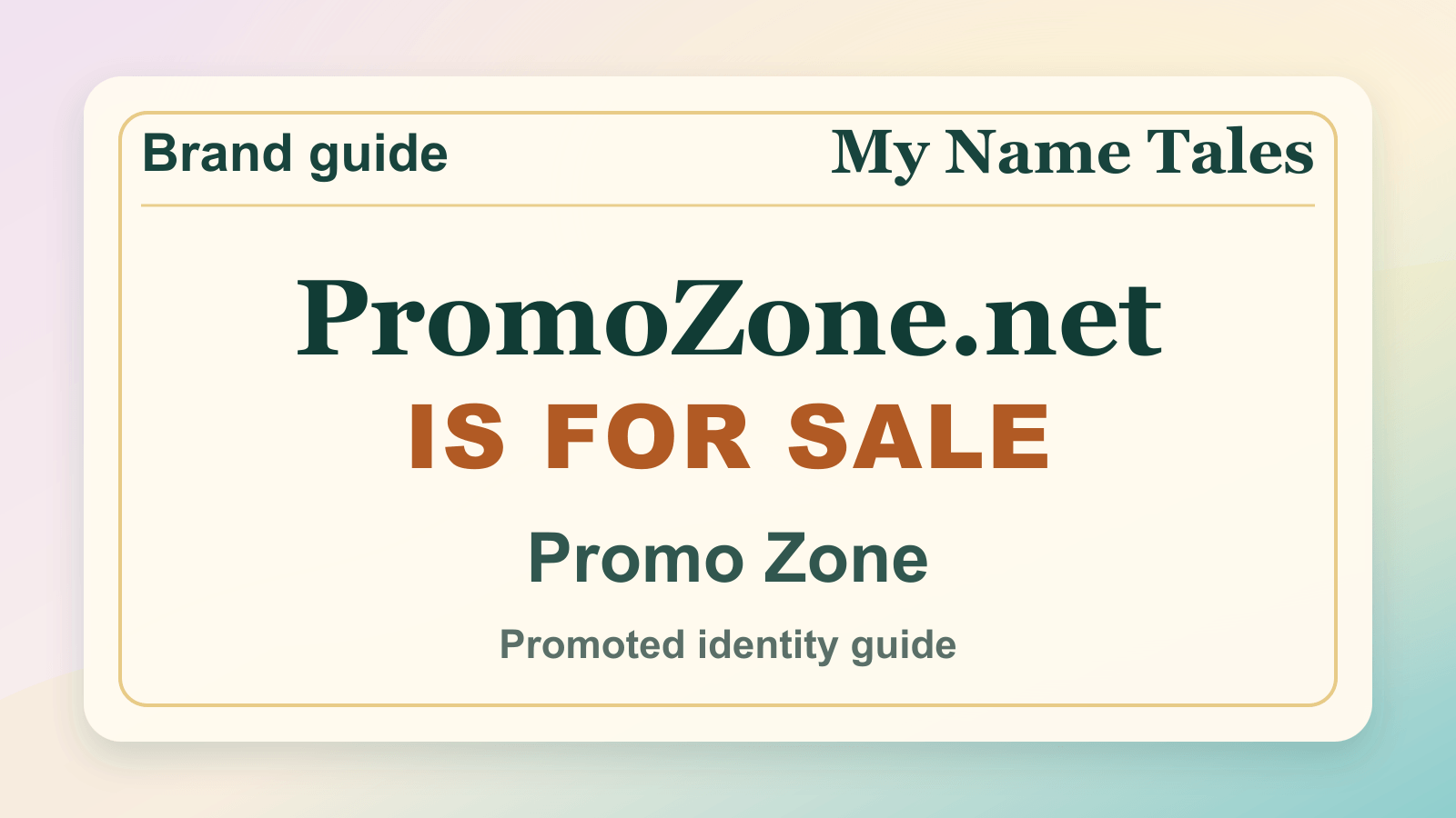 Promo Zone identity guide image — PromoZone.net is for sale