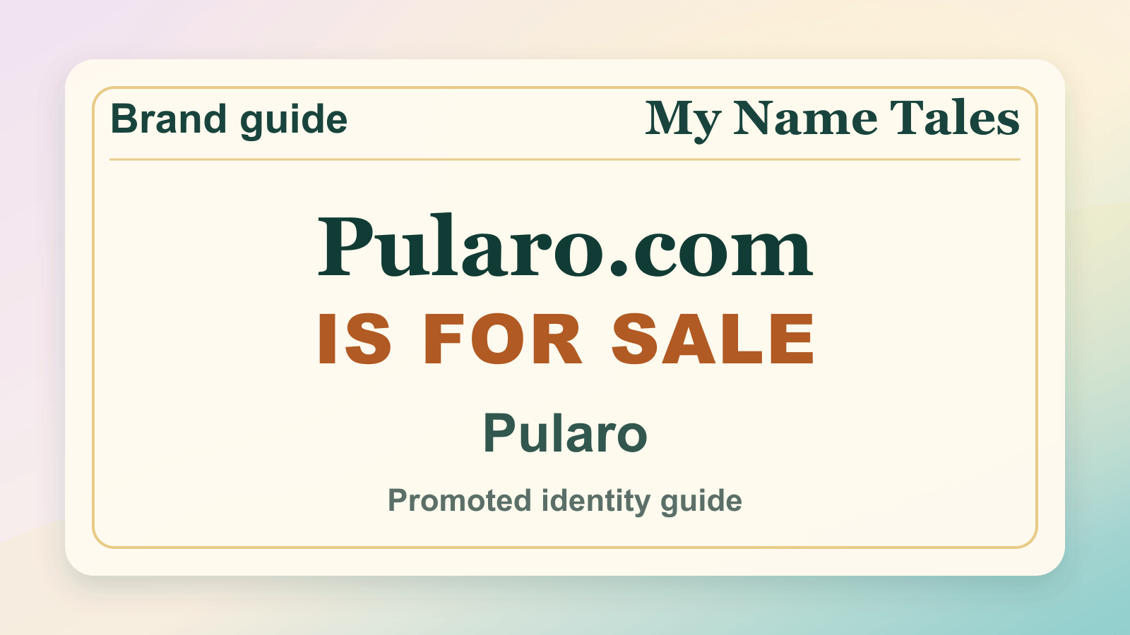 Pularo identity guide image — Pularo.com is for sale