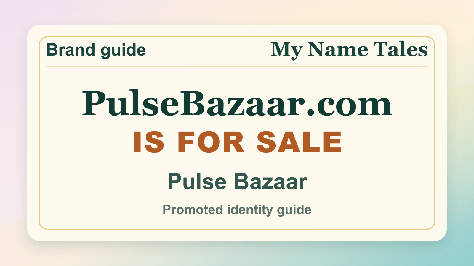 Pulse Bazaar identity guide image — PulseBazaar.com is for sale