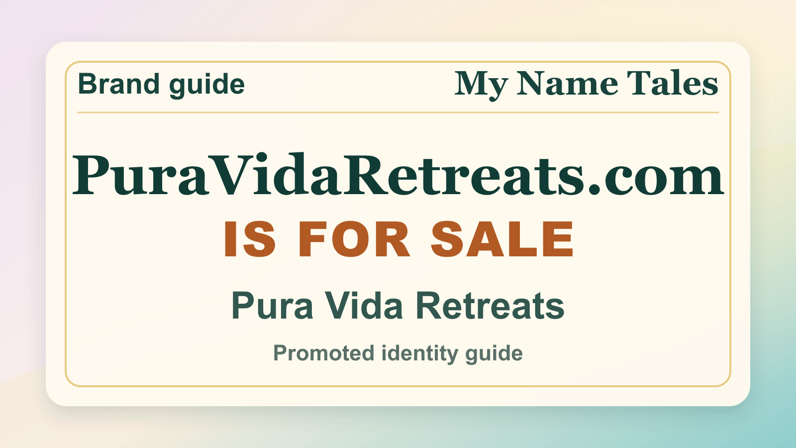 Pura Vida Retreats identity guide image — PuraVidaRetreats.com is for sale