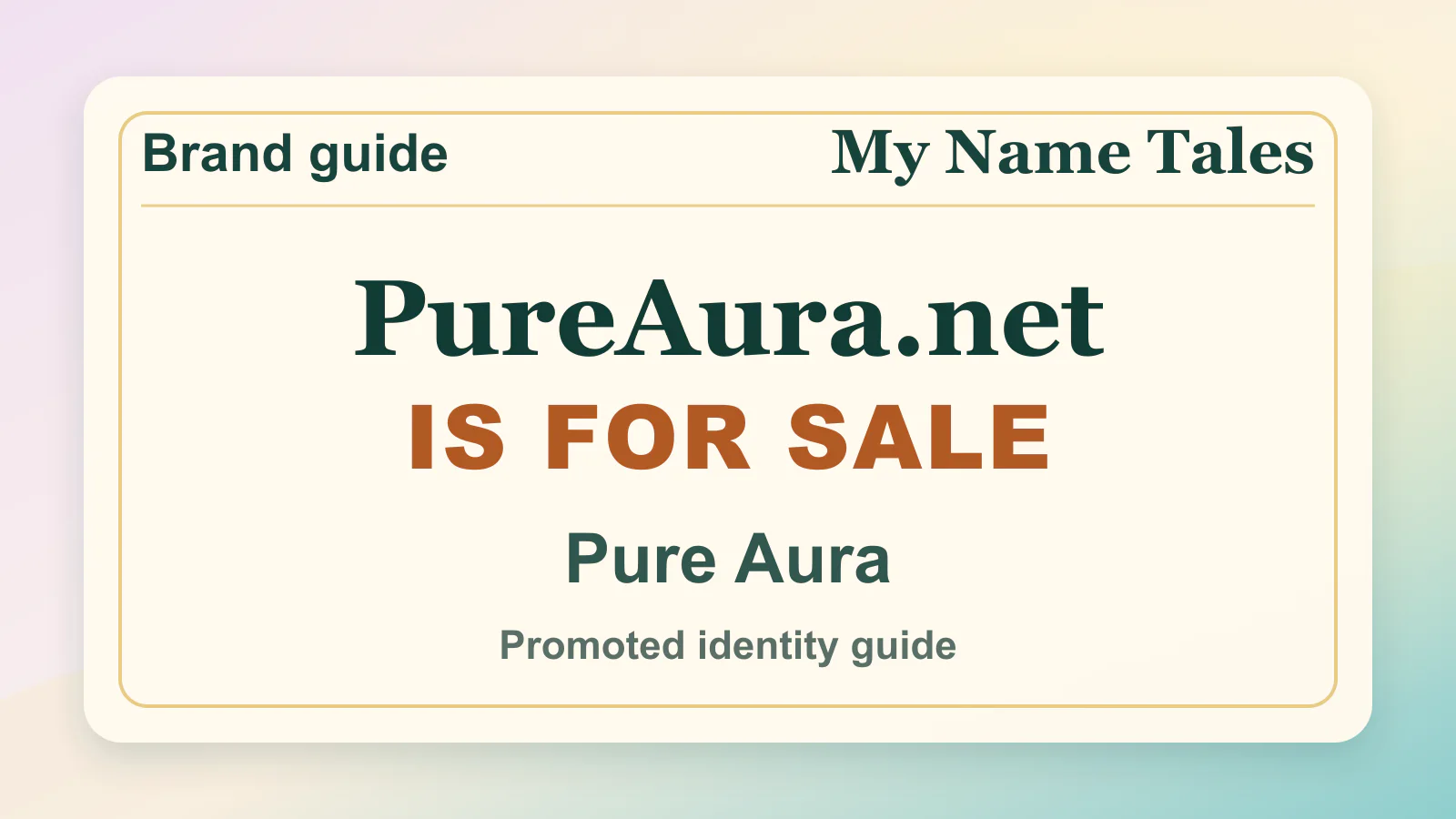 Pure Aura brandable domain guide thumbnail on My Name Tales