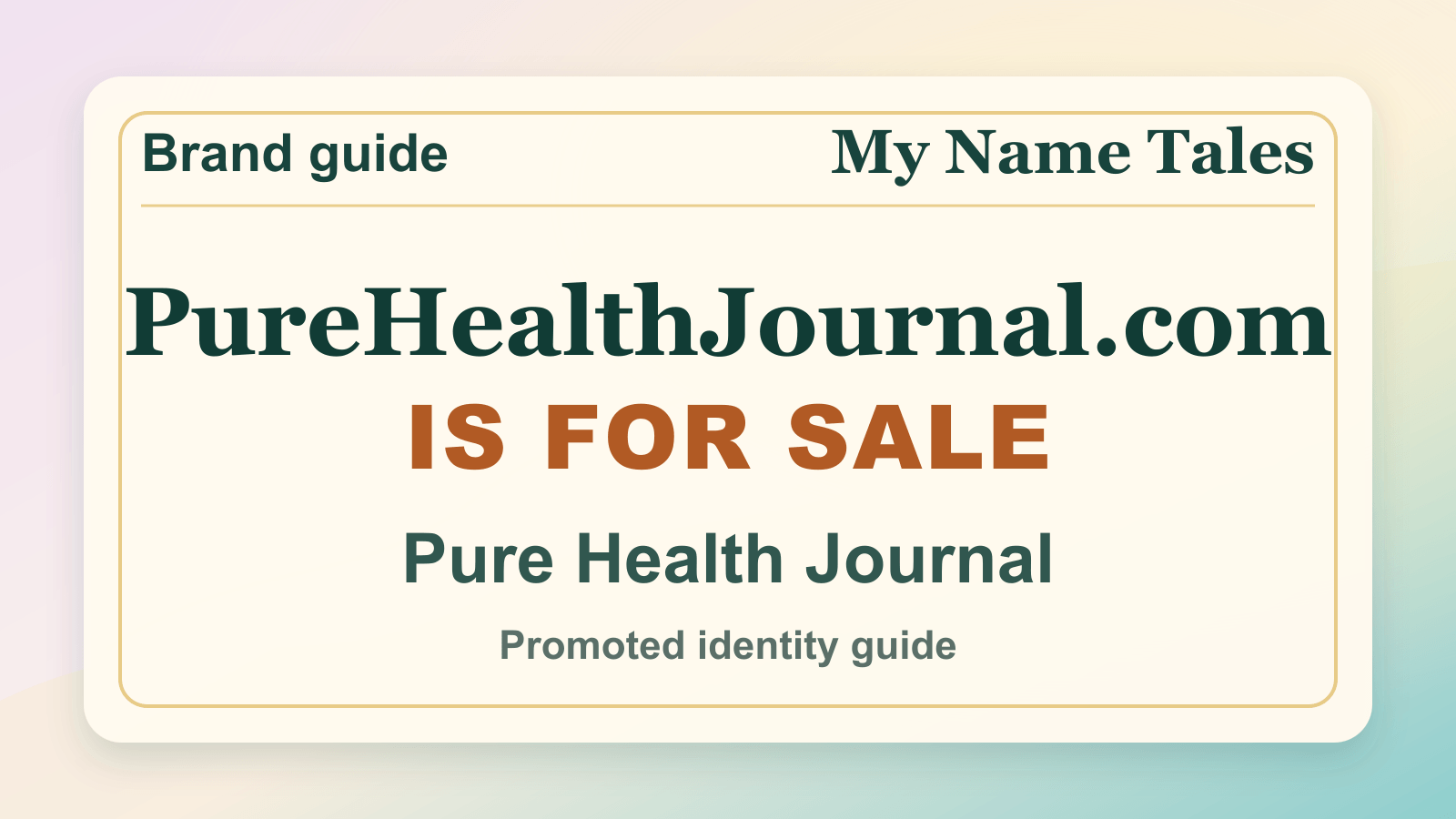 Pure Health Journal identity guide image — PureHealthJournal.com is for sale