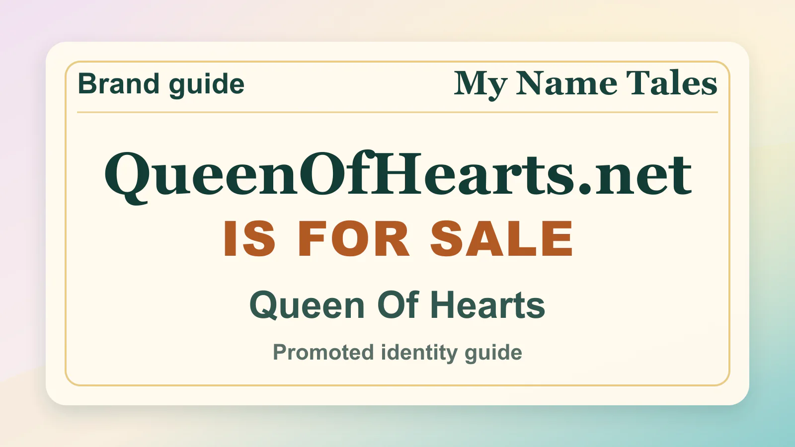 Queen Of Hearts brandable domain guide thumbnail on My Name Tales