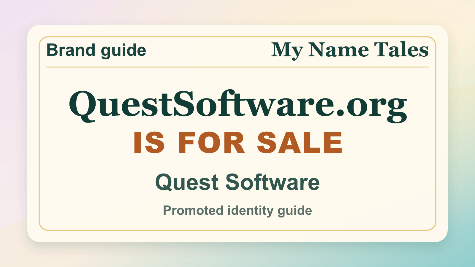 Quest Software identity guide image — QuestSoftware.org is for sale