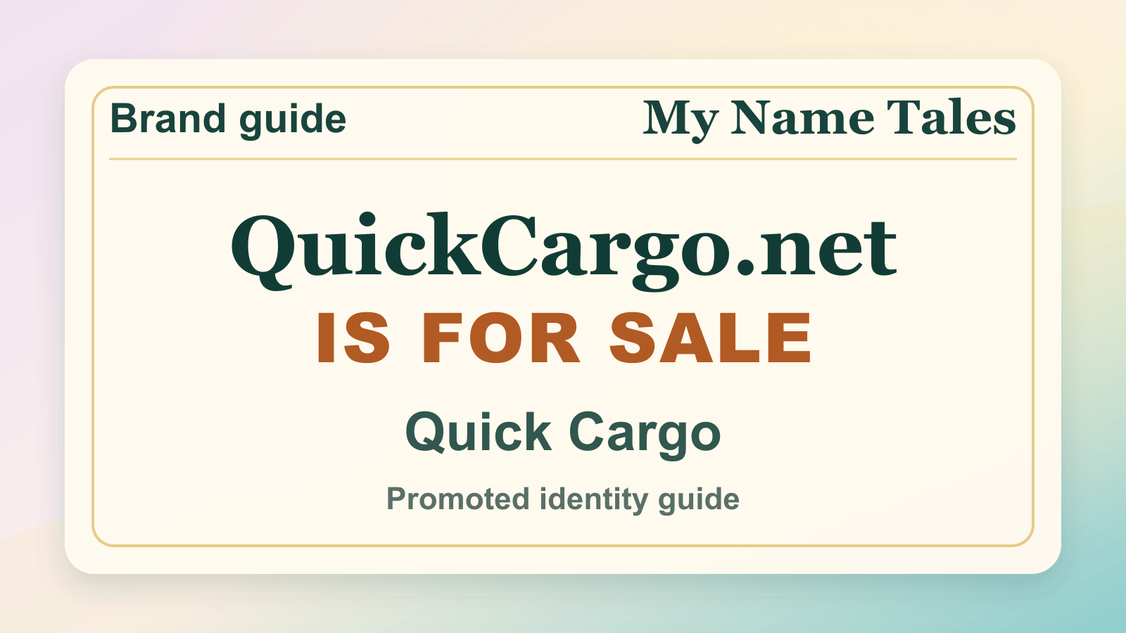 Quick Cargo identity guide image — QuickCargo.net is for sale