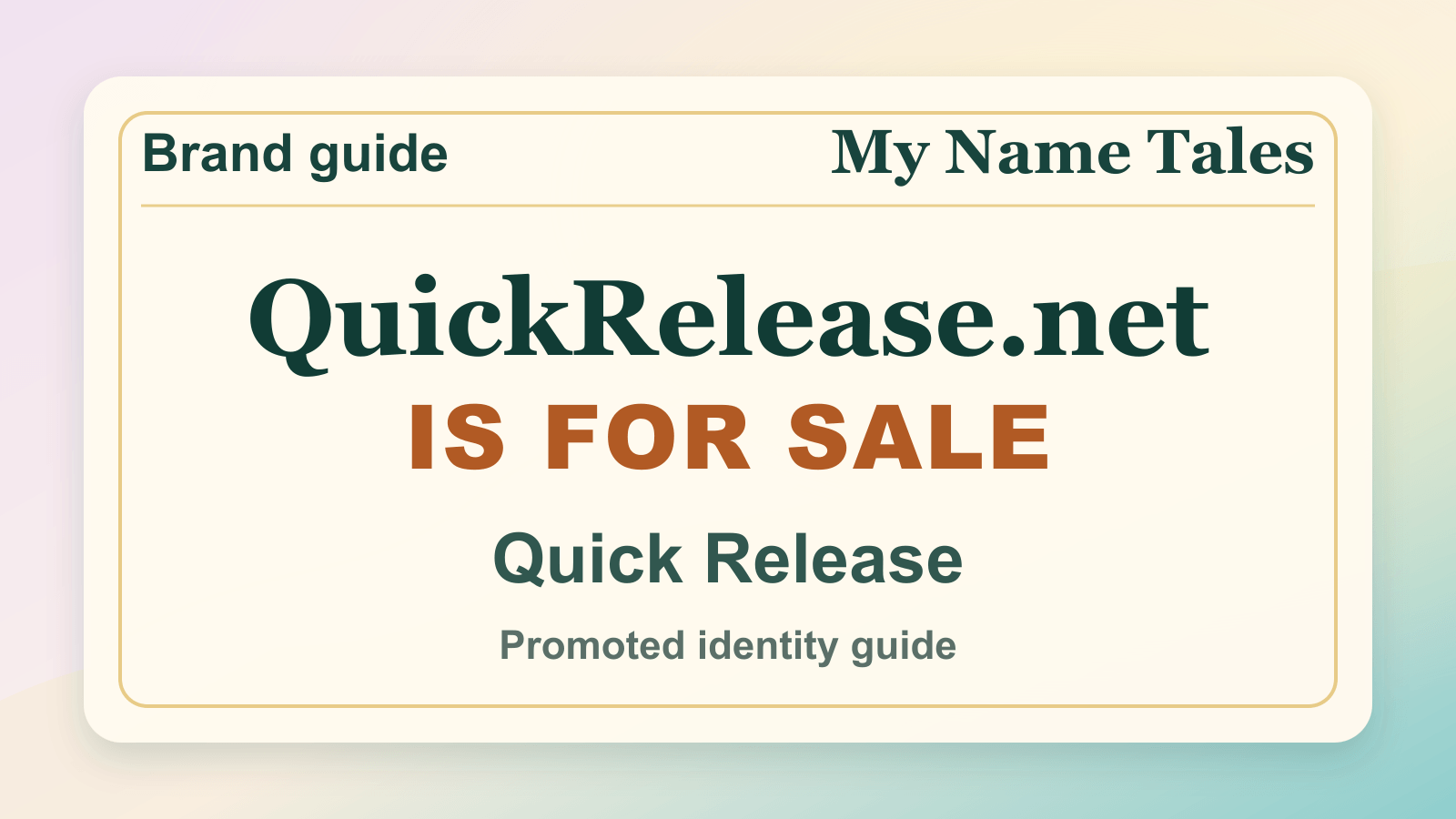Quick Release identity guide image — QuickRelease.net is for sale
