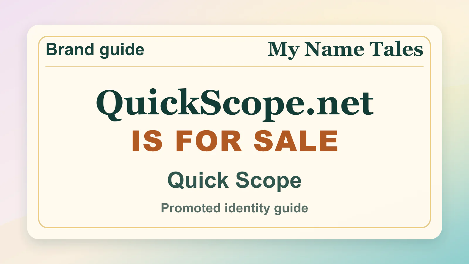 Quick Scope brandable domain guide thumbnail on My Name Tales