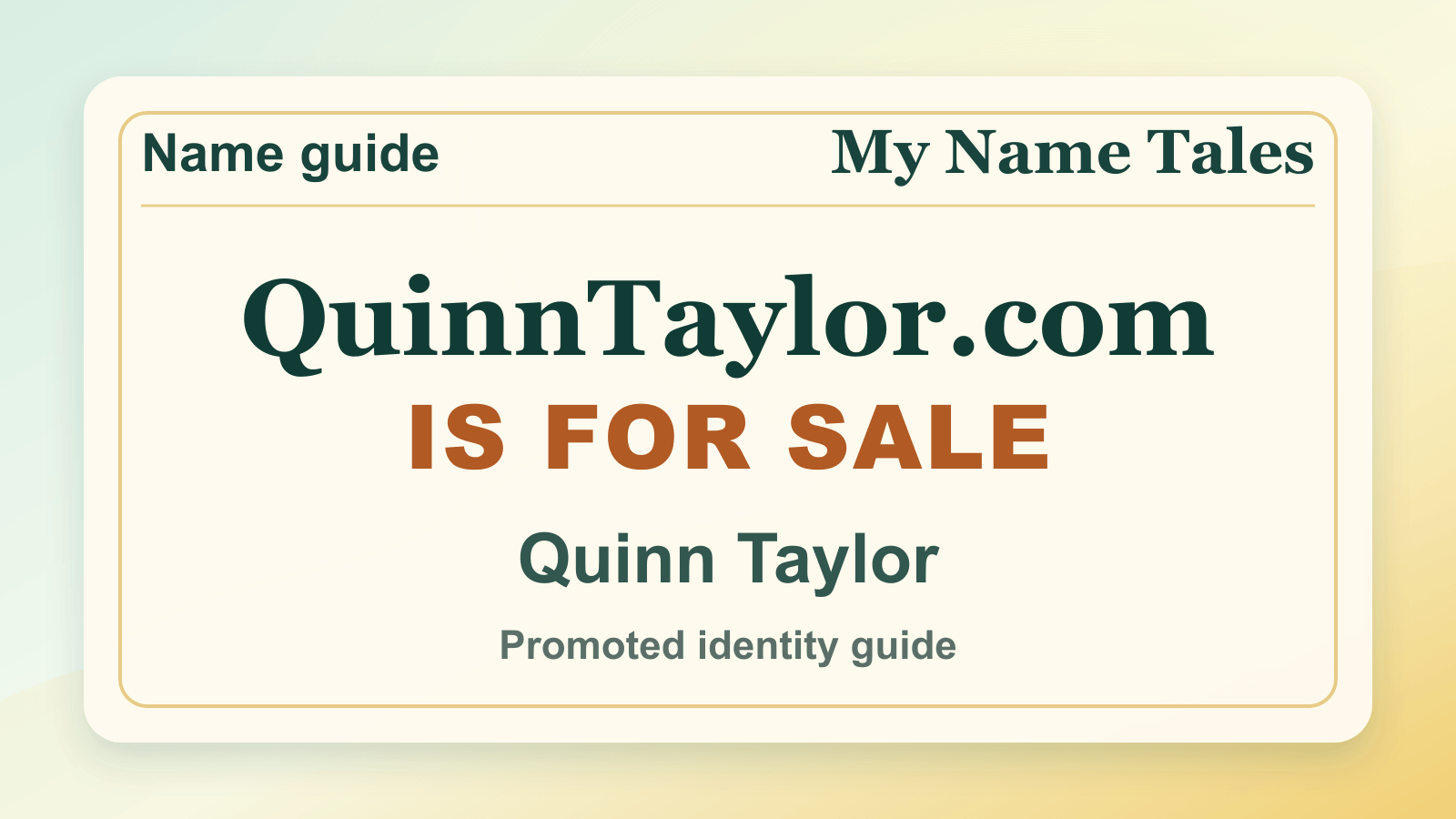 Quinn Taylor identity guide image — QuinnTaylor.com is for sale