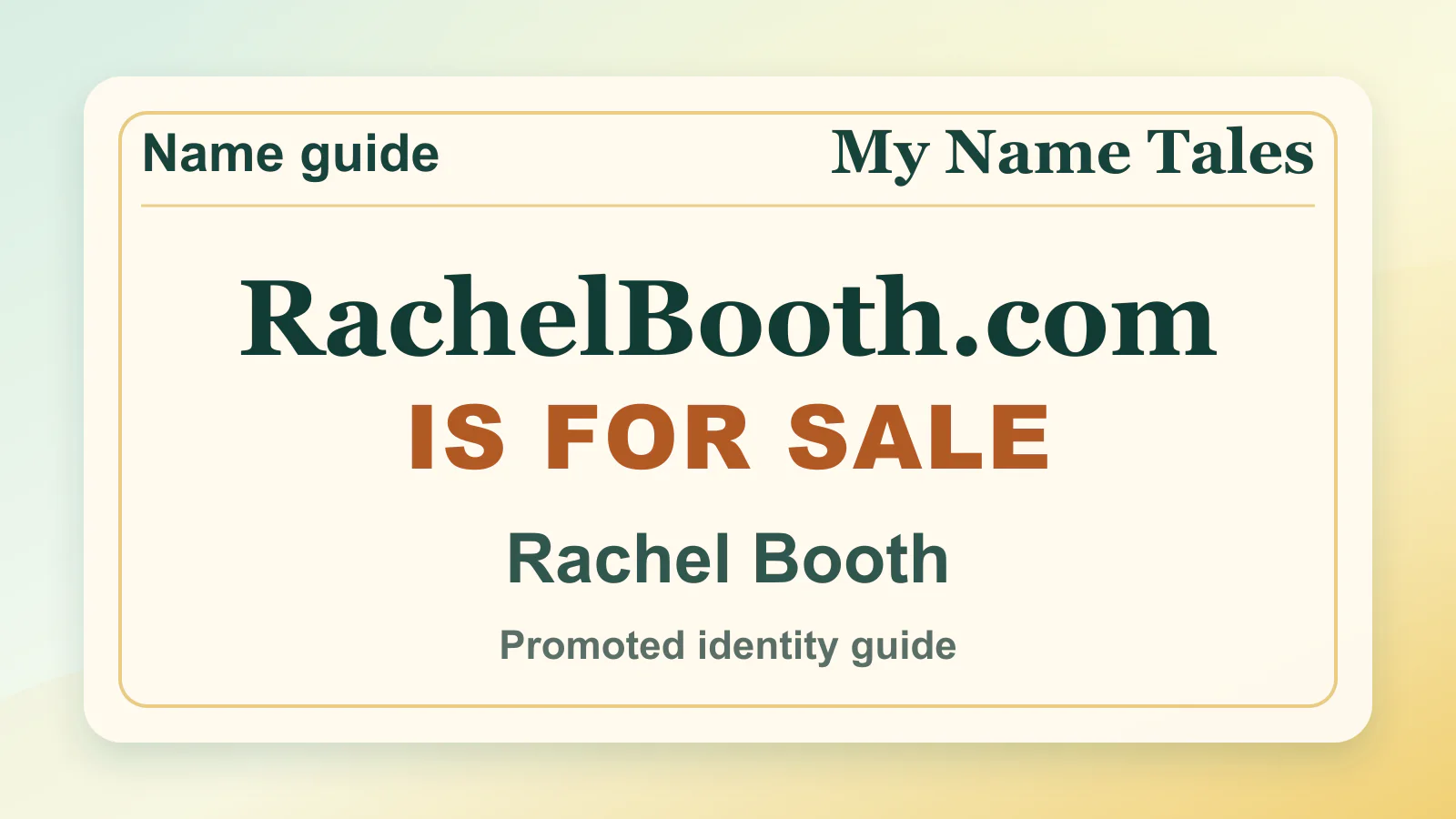 Rachel Booth personal name guide thumbnail on My Name Tales
