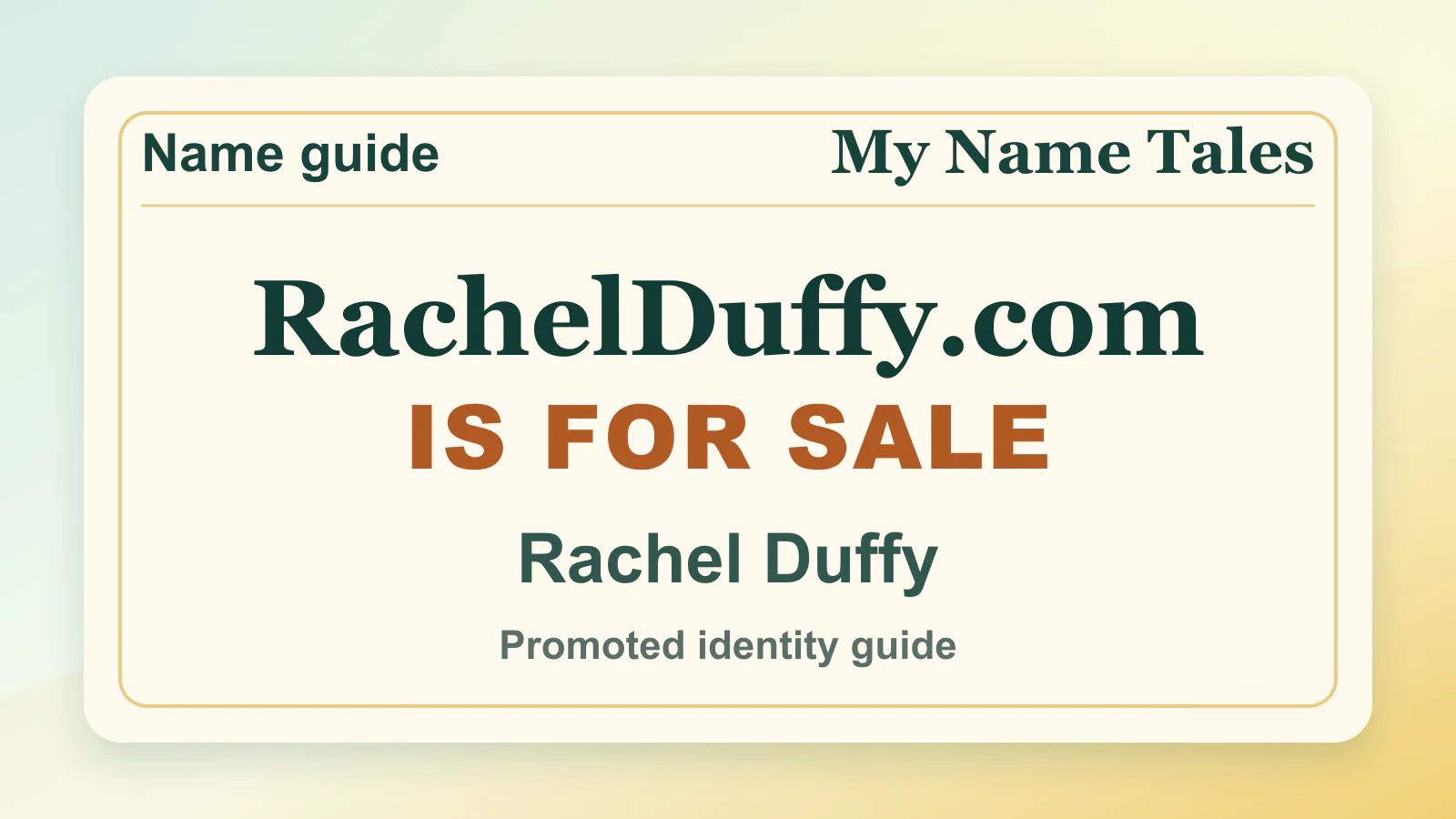 Rachel Duffy personal name guide thumbnail on My Name Tales