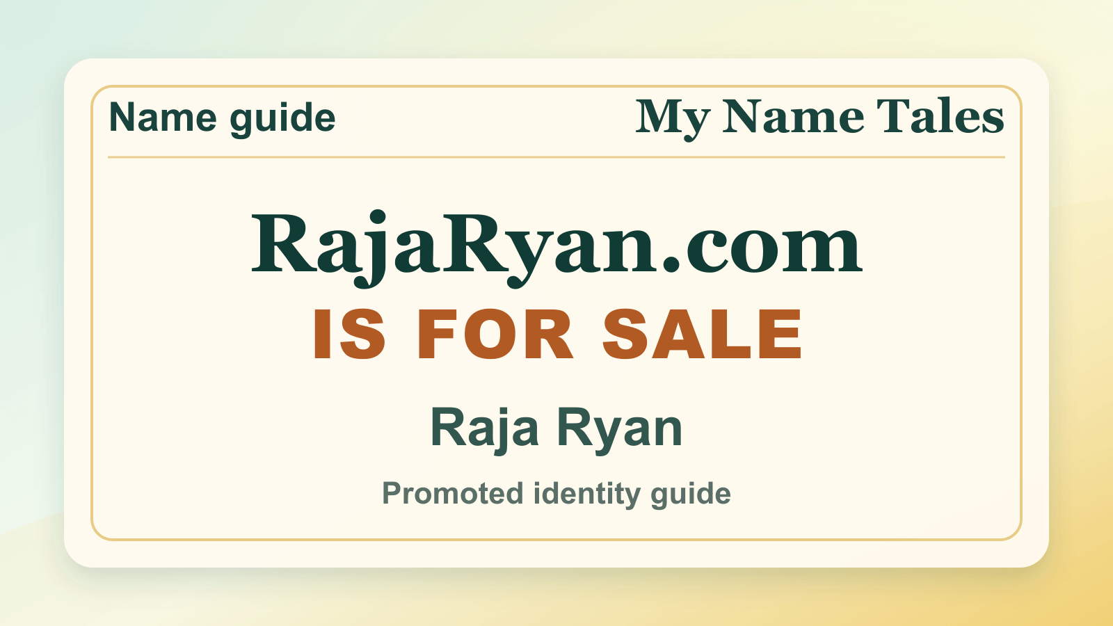 Raja Ryan identity guide image — RajaRyan.com is for sale