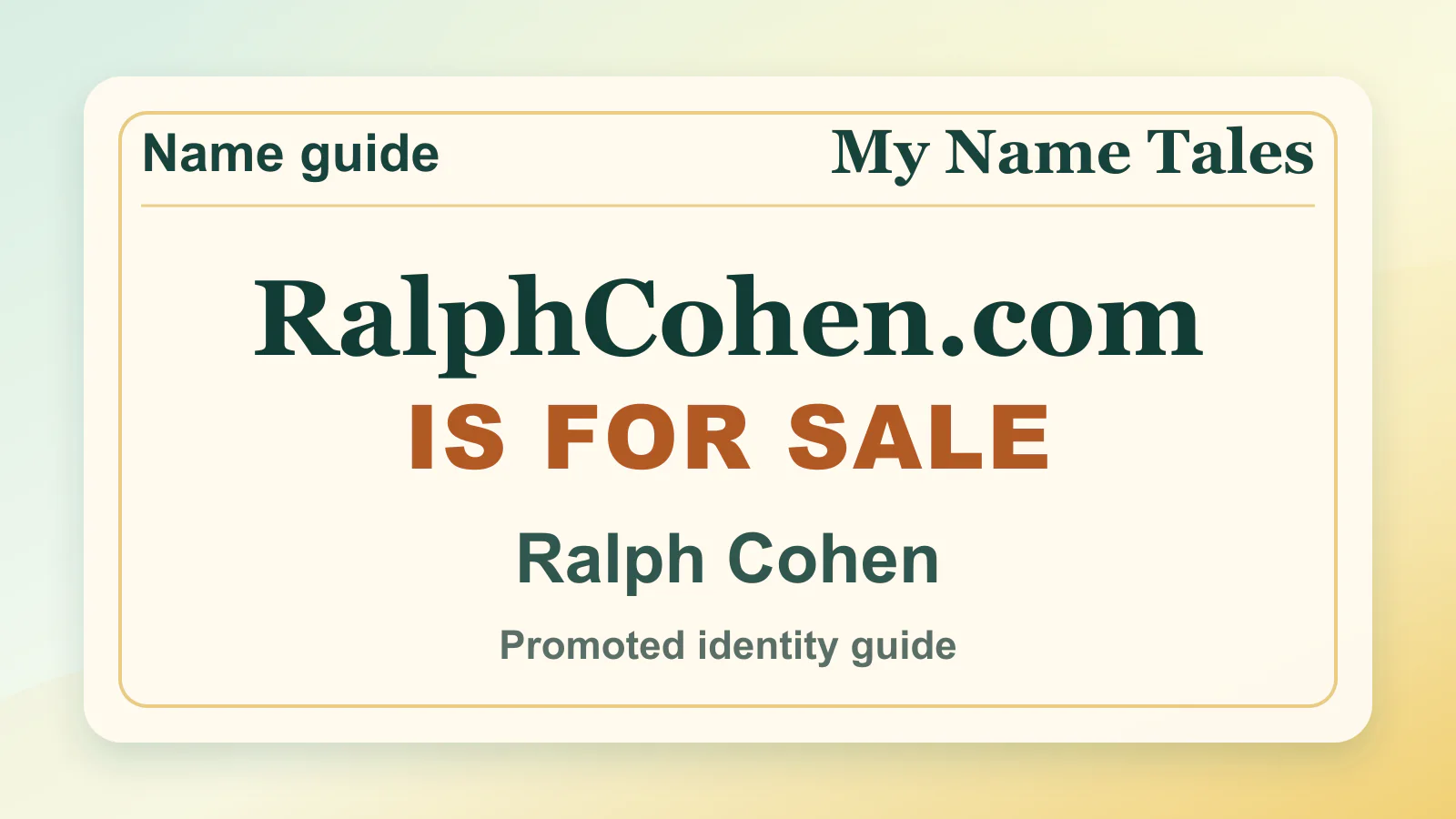 Ralph Cohen personal name guide thumbnail on My Name Tales