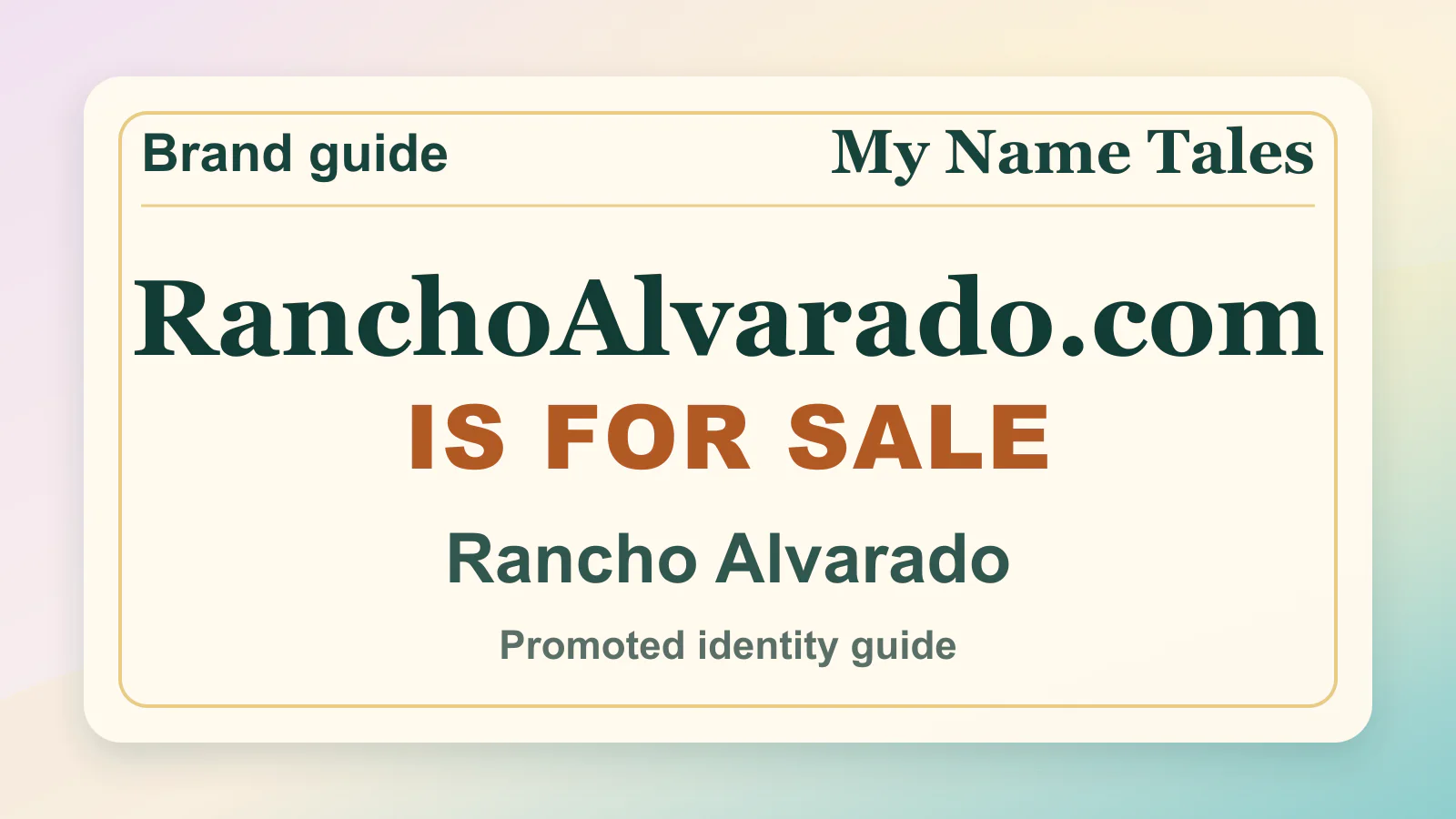 Rancho Alvarado brandable domain guide thumbnail on My Name Tales