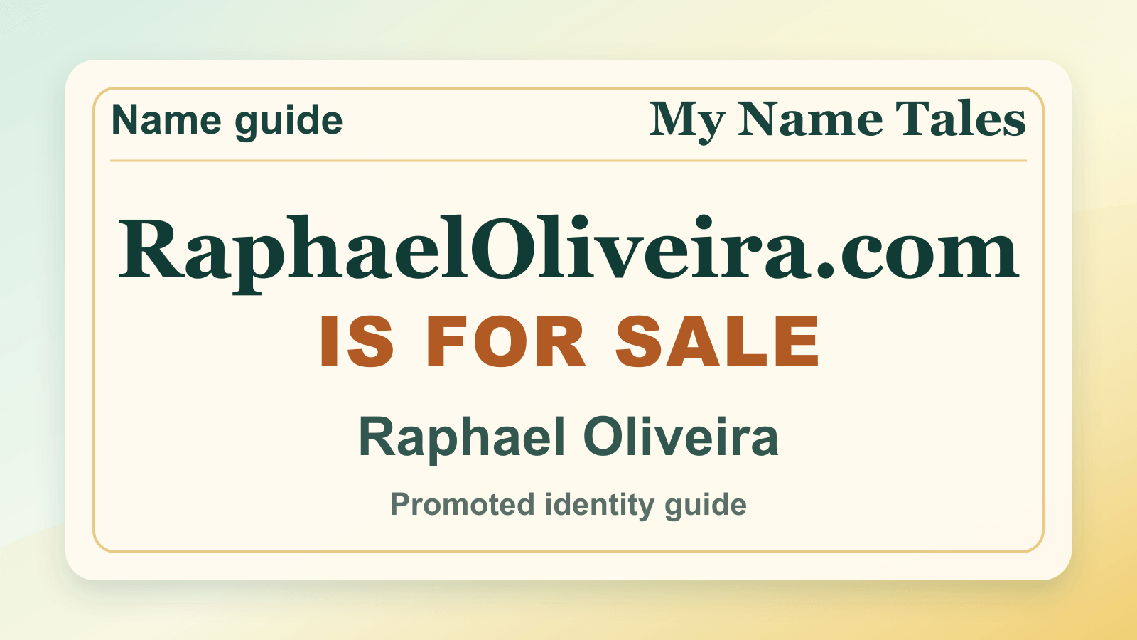 Raphael Oliveira identity guide image — RaphaelOliveira.com is for sale