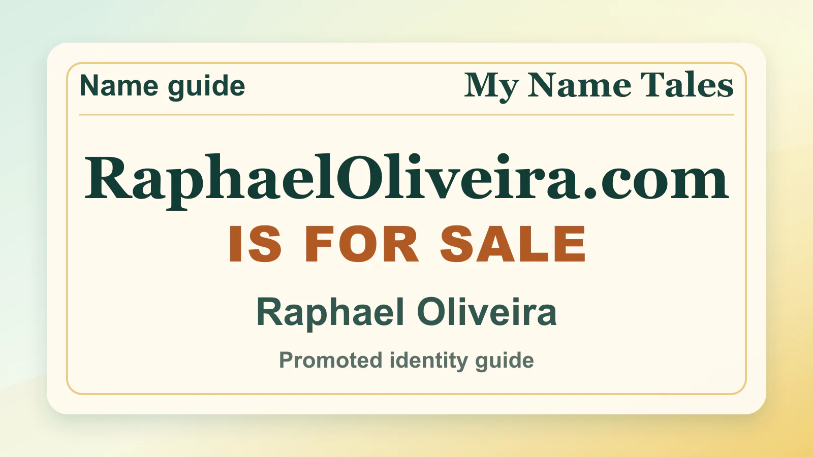 Raphael Oliveira personal name guide thumbnail on My Name Tales