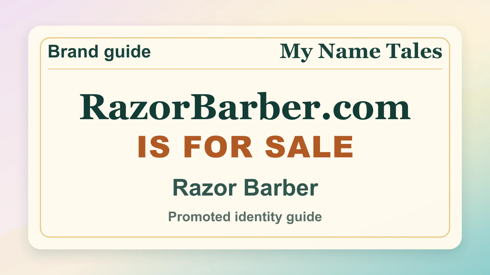 Razor Barber brandable domain guide thumbnail on My Name Tales