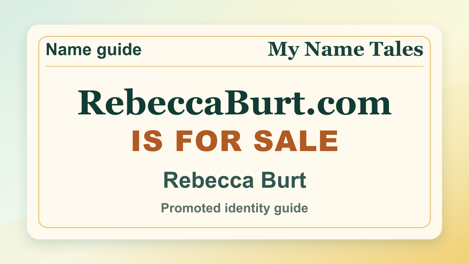 Rebecca Burt identity guide image — RebeccaBurt.com is for sale