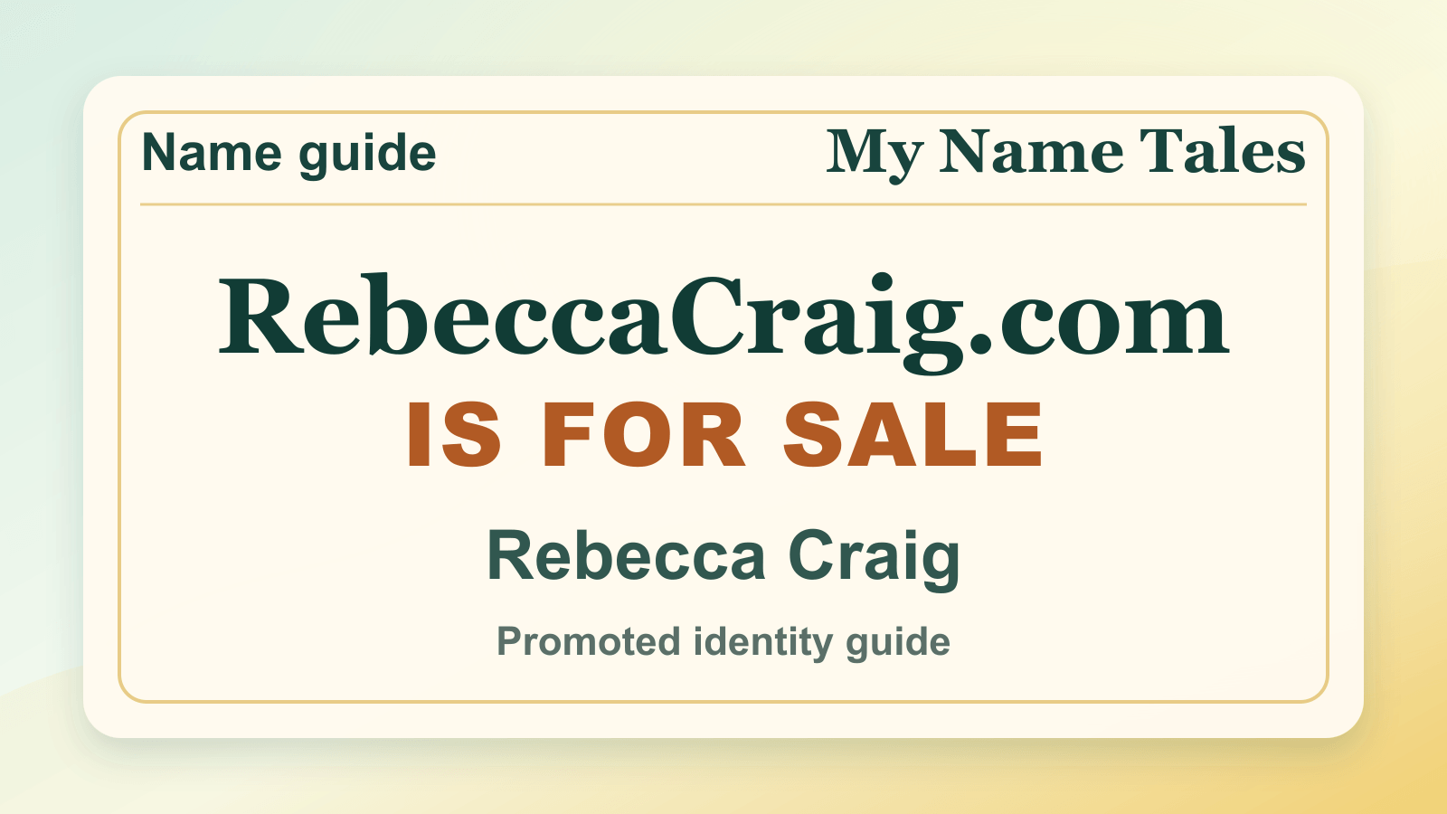 Rebecca Craig identity guide image — RebeccaCraig.com is for sale