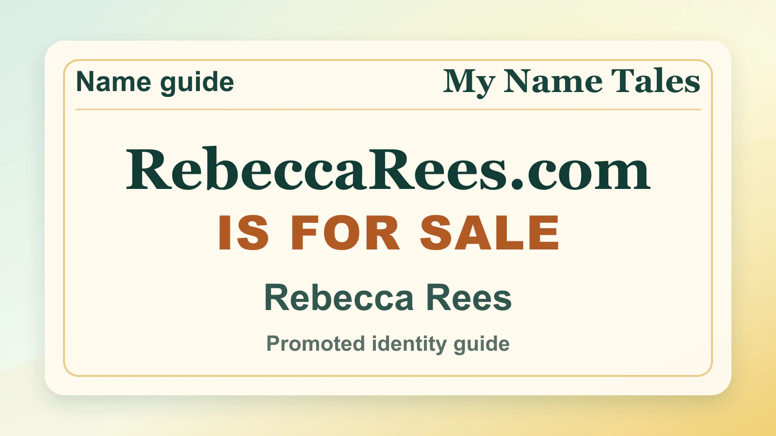 Rebecca Rees personal name guide thumbnail on My Name Tales