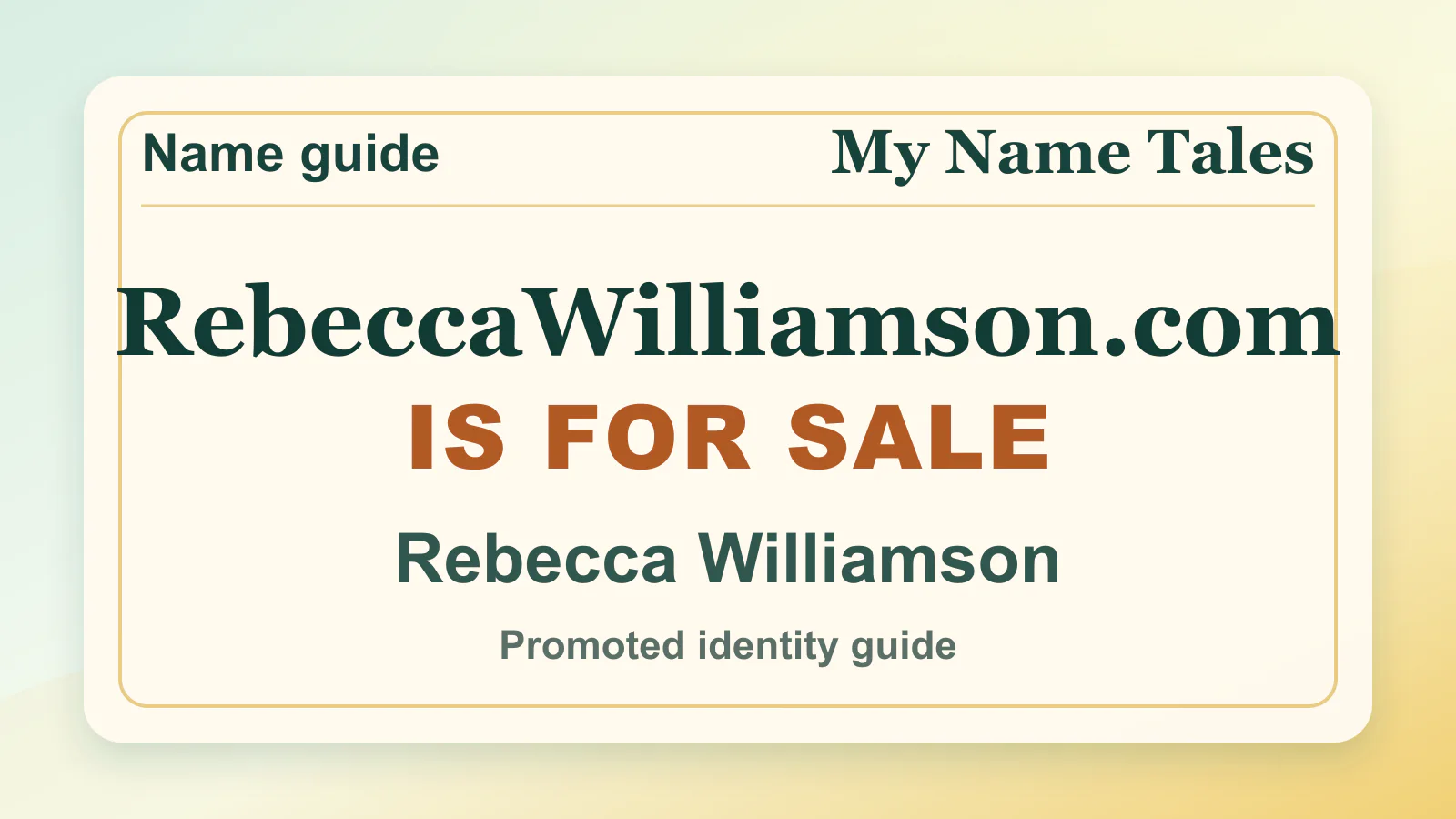 Rebecca Williamson personal name guide thumbnail on My Name Tales