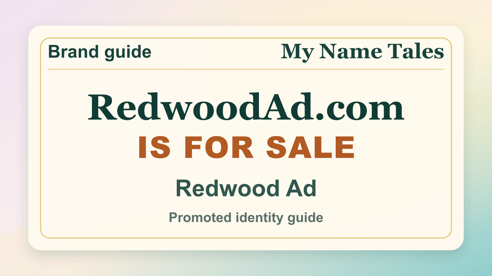 Redwood Ad identity guide image — RedwoodAd.com is for sale