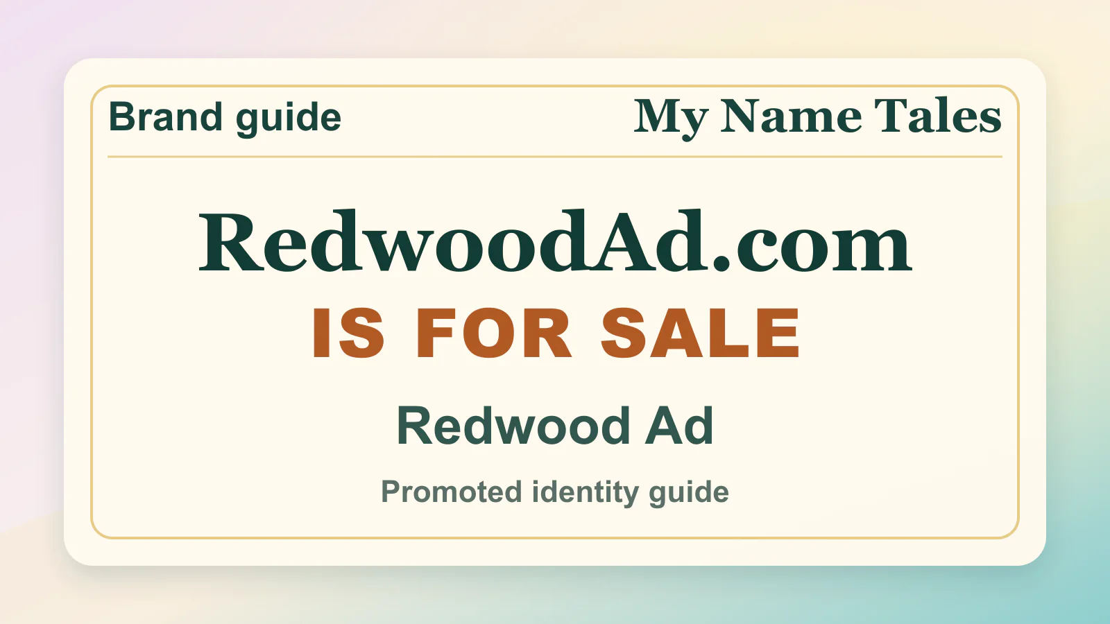 Redwood Ad brandable domain guide thumbnail on My Name Tales