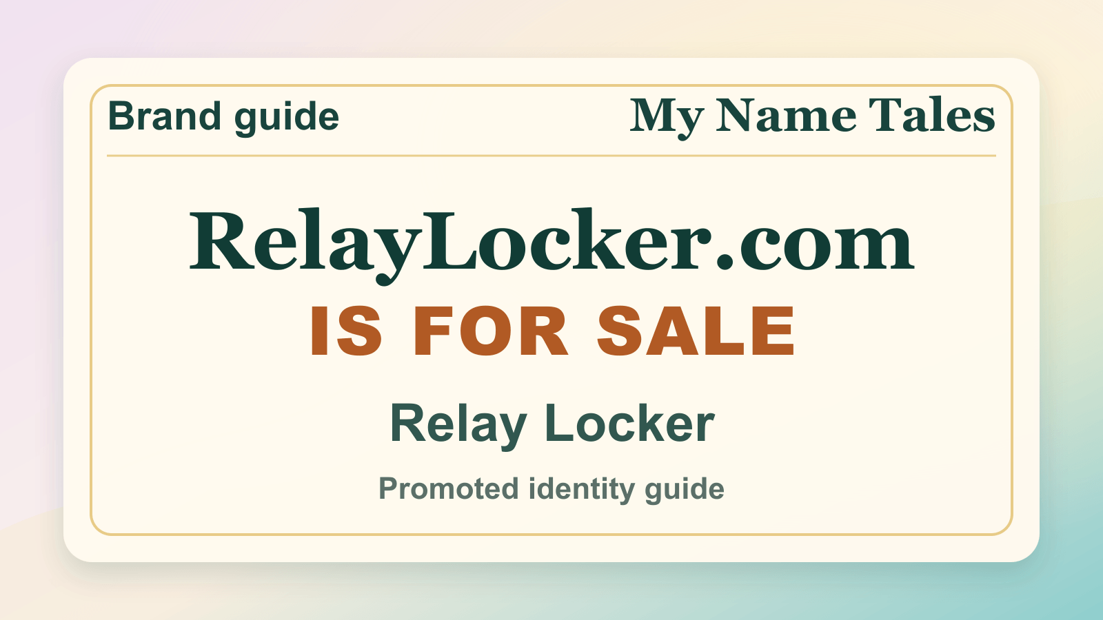 Relay Locker identity guide image — RelayLocker.com is for sale