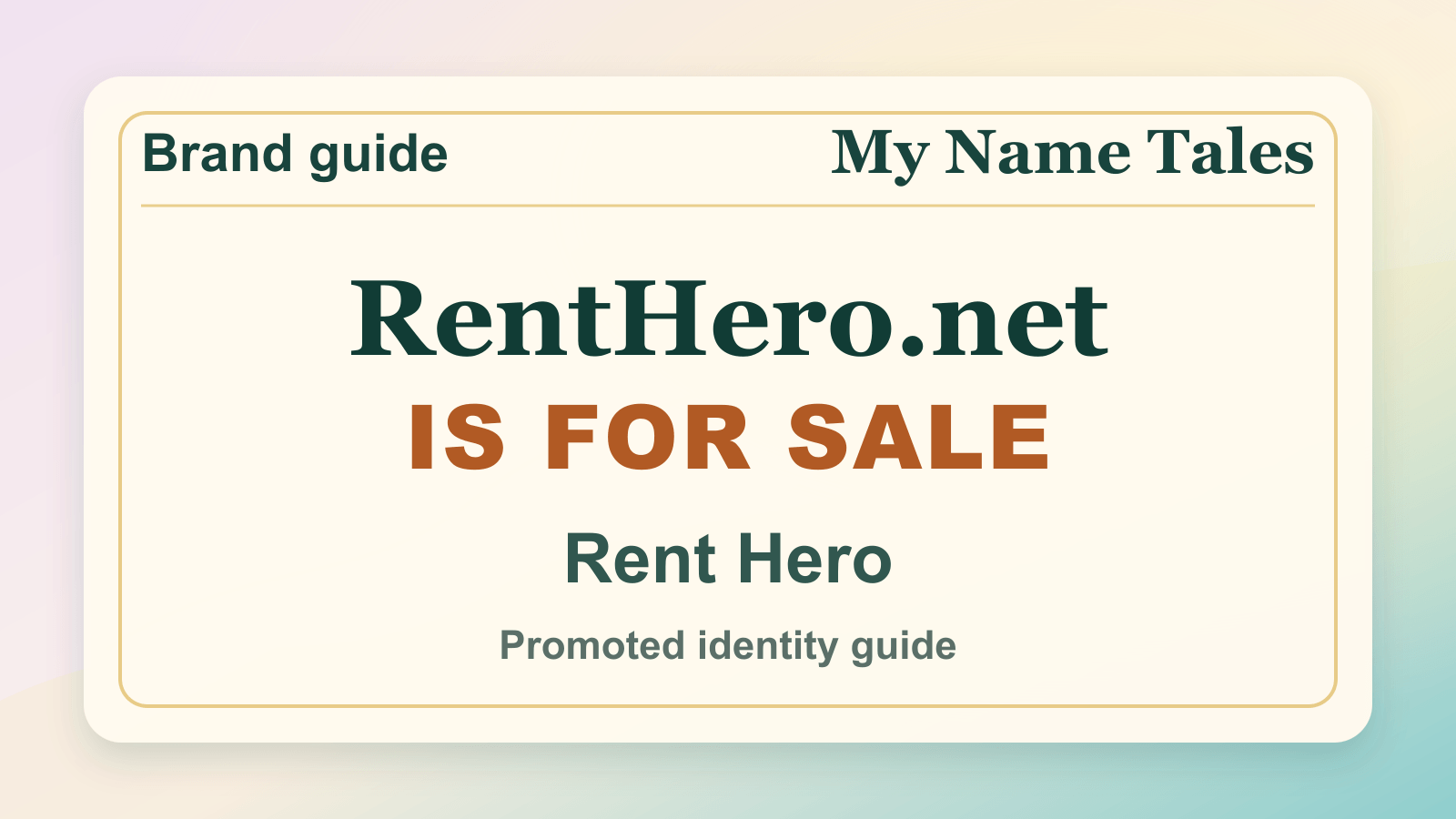 Rent Hero identity guide image — RentHero.net is for sale