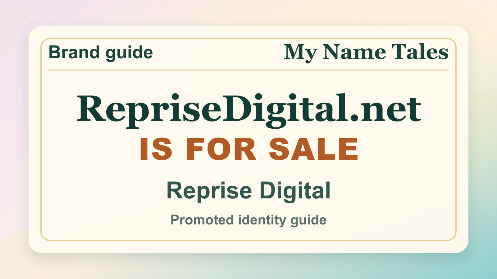 Reprise Digital identity guide image — RepriseDigital.net is for sale
