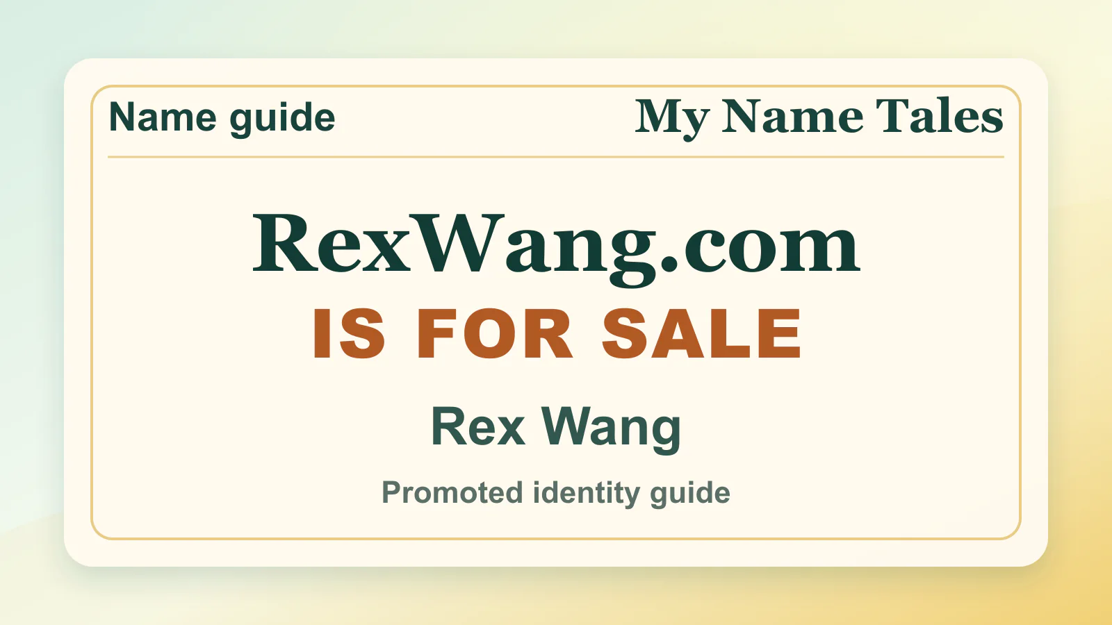 Rex Wang personal name guide thumbnail on My Name Tales