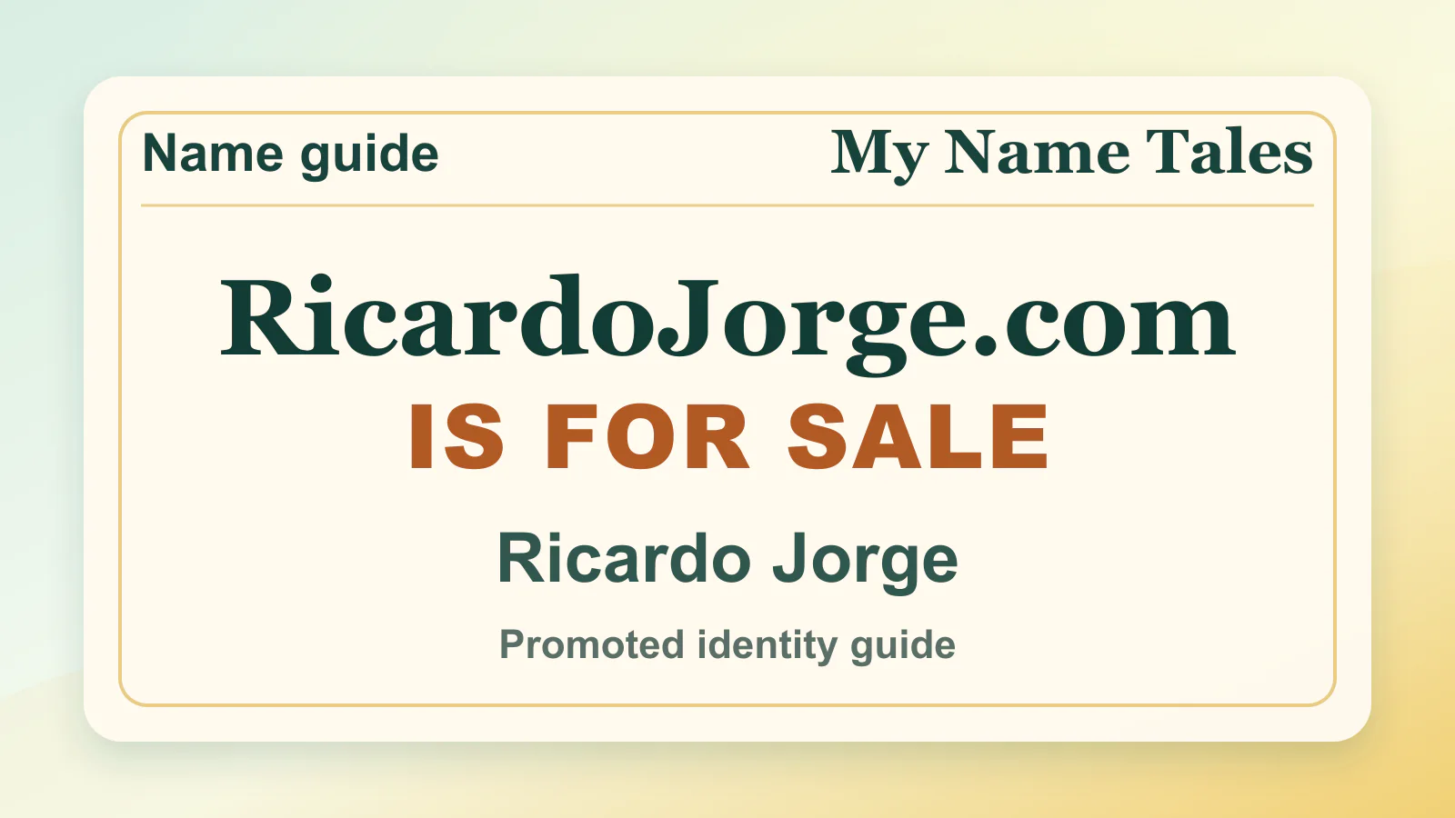 Ricardo Jorge personal name guide thumbnail on My Name Tales